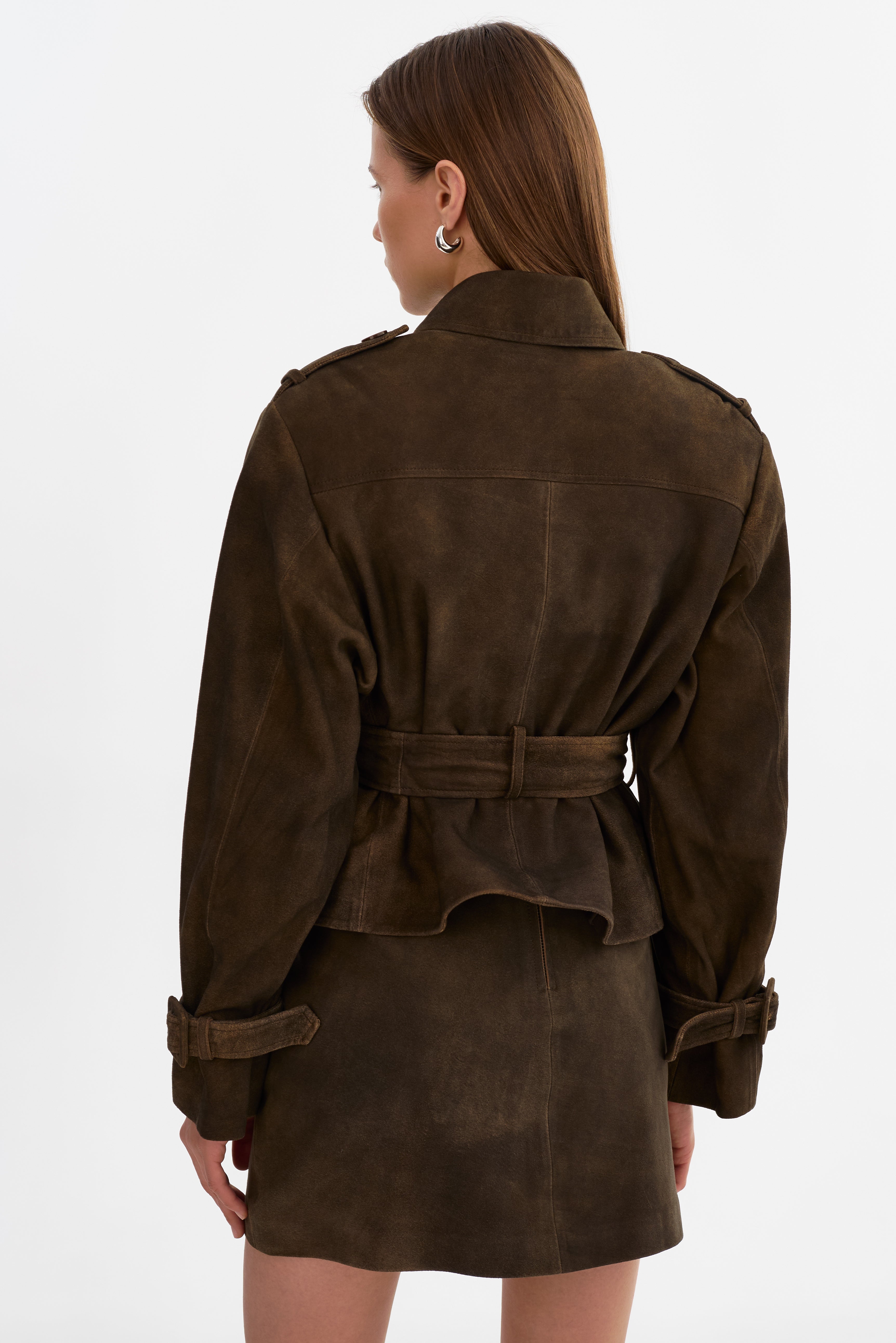 DHANA | Short Suede Trench Coat
