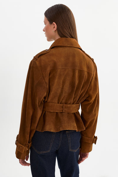 DHANA | Suede Short Trench Coat