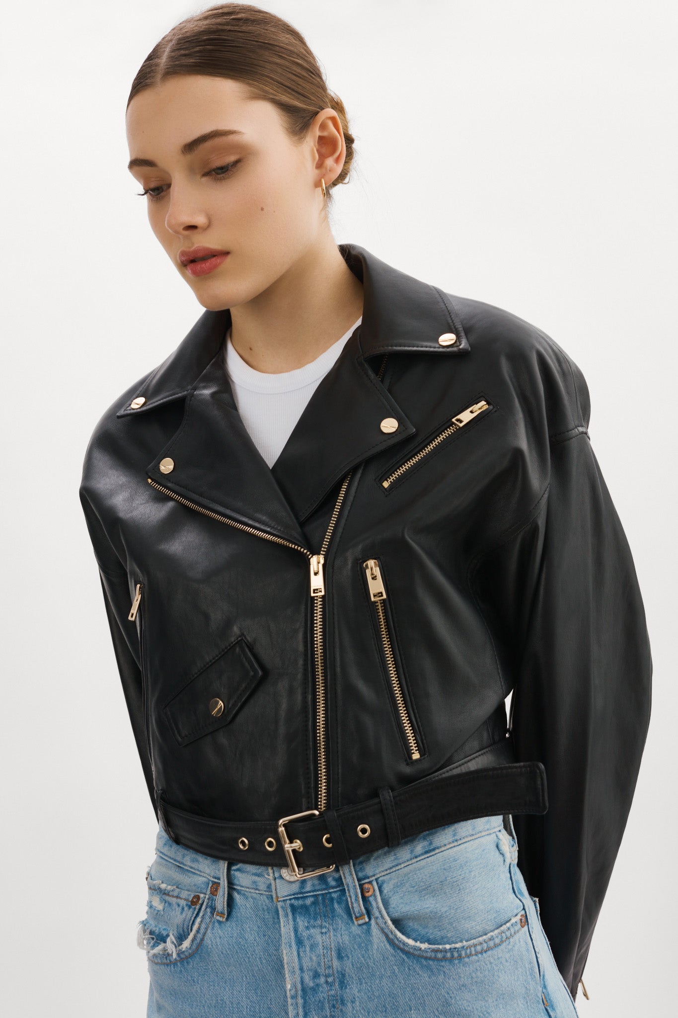 DYLAN OR | Veste motard en cuir des années 80