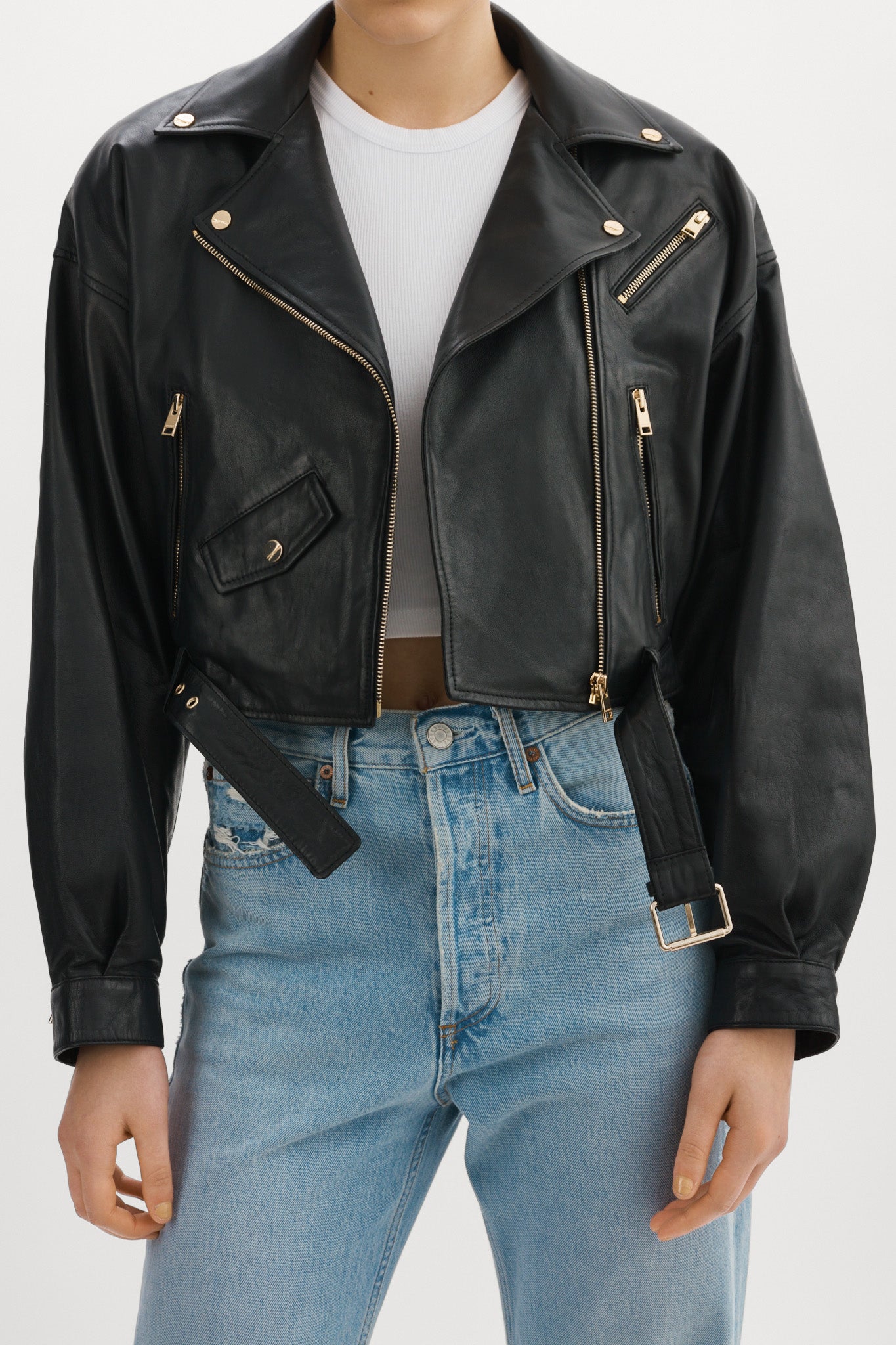 DYLAN OR | Veste motard en cuir des années 80