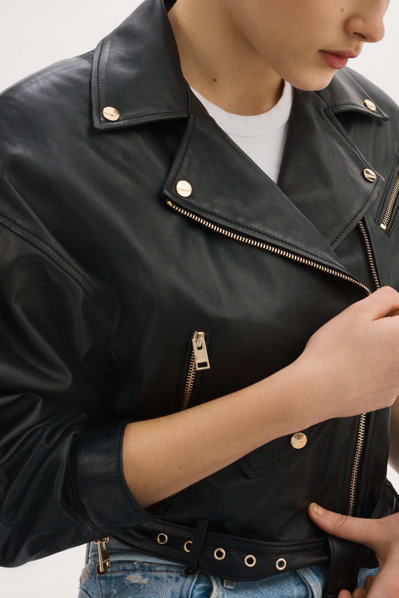 DYLAN OR | Veste motard en cuir des années 80