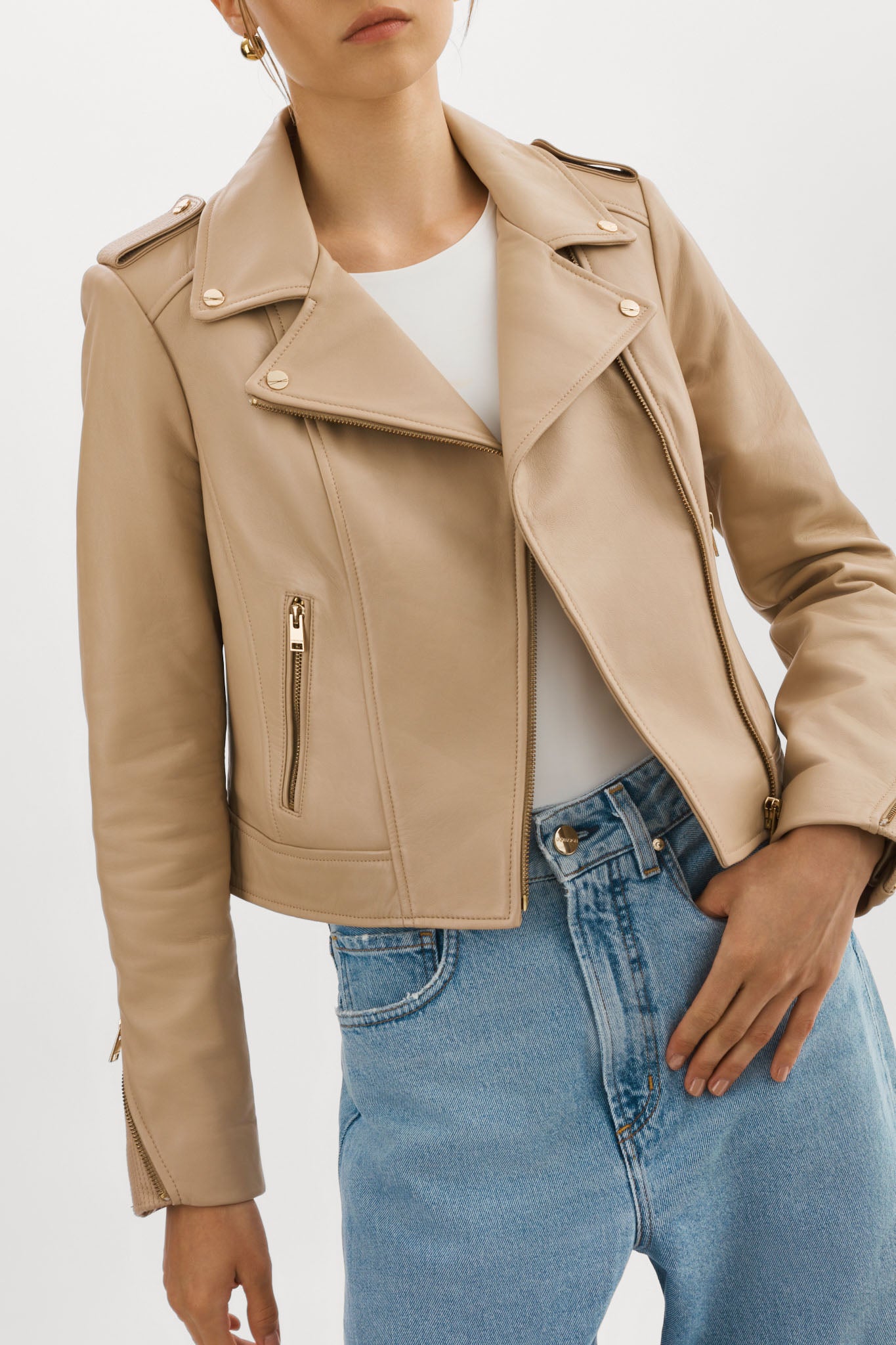DONNA GOLD | Iconic Leather Biker Jacket