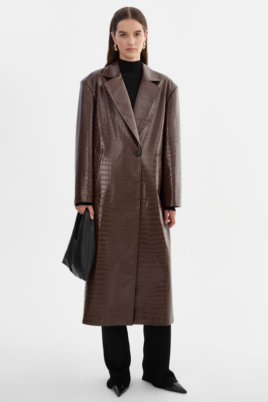 EBBA | Faux Leather Croco Coat