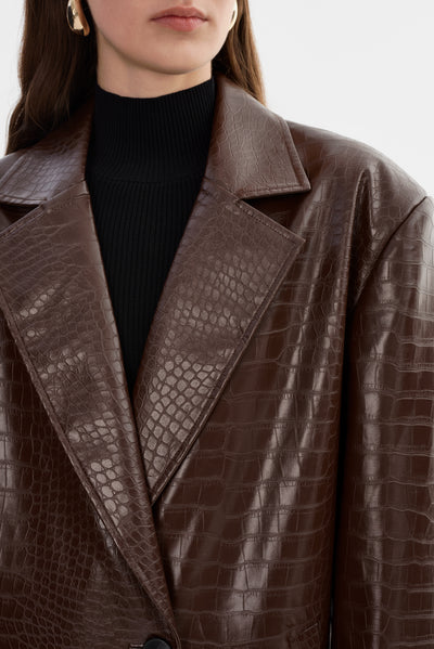 EBBA | Faux Leather Croco Coat