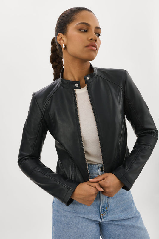 ELIANA | Leather Racer Jacket
