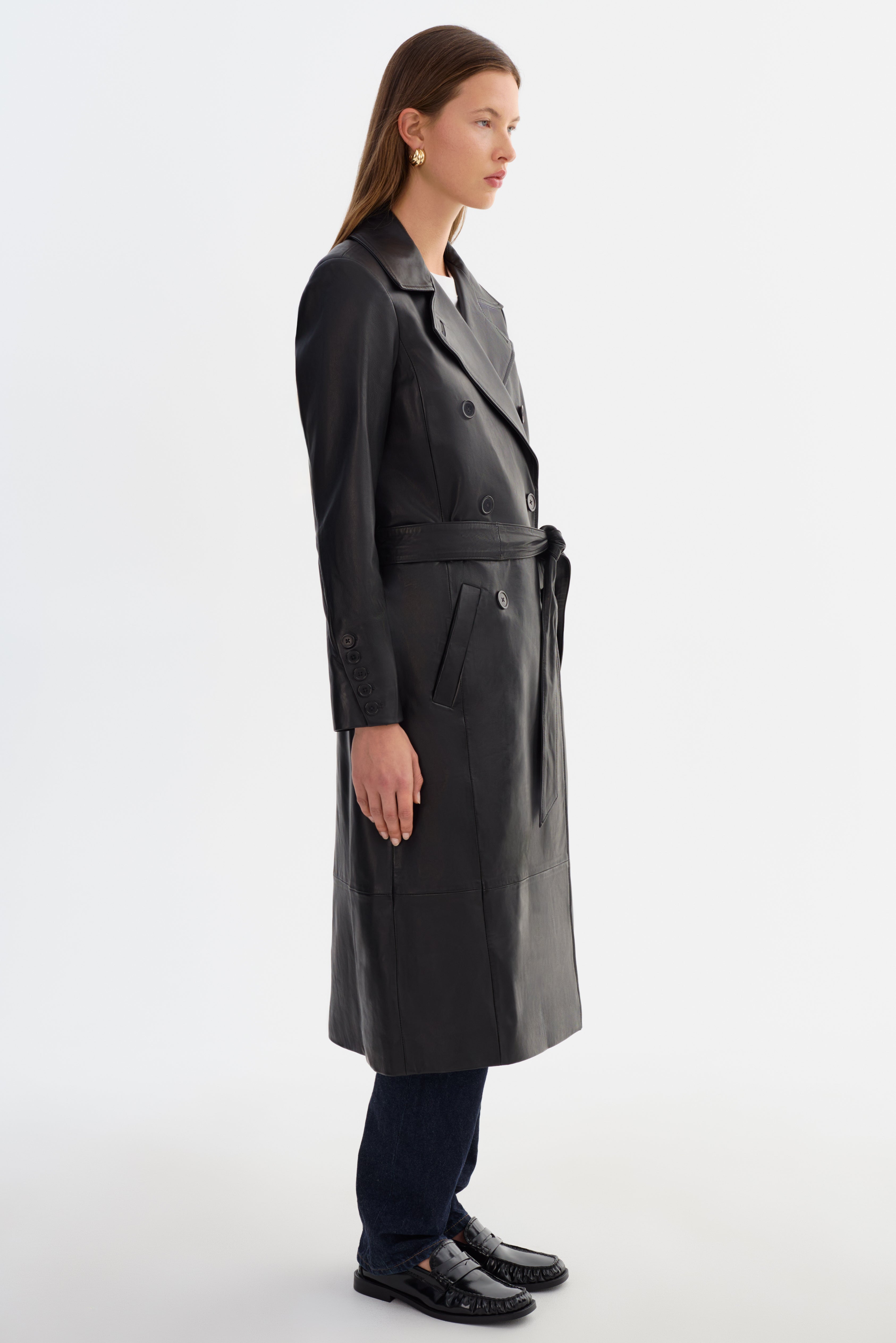 ERMA | Trench en cuir noir