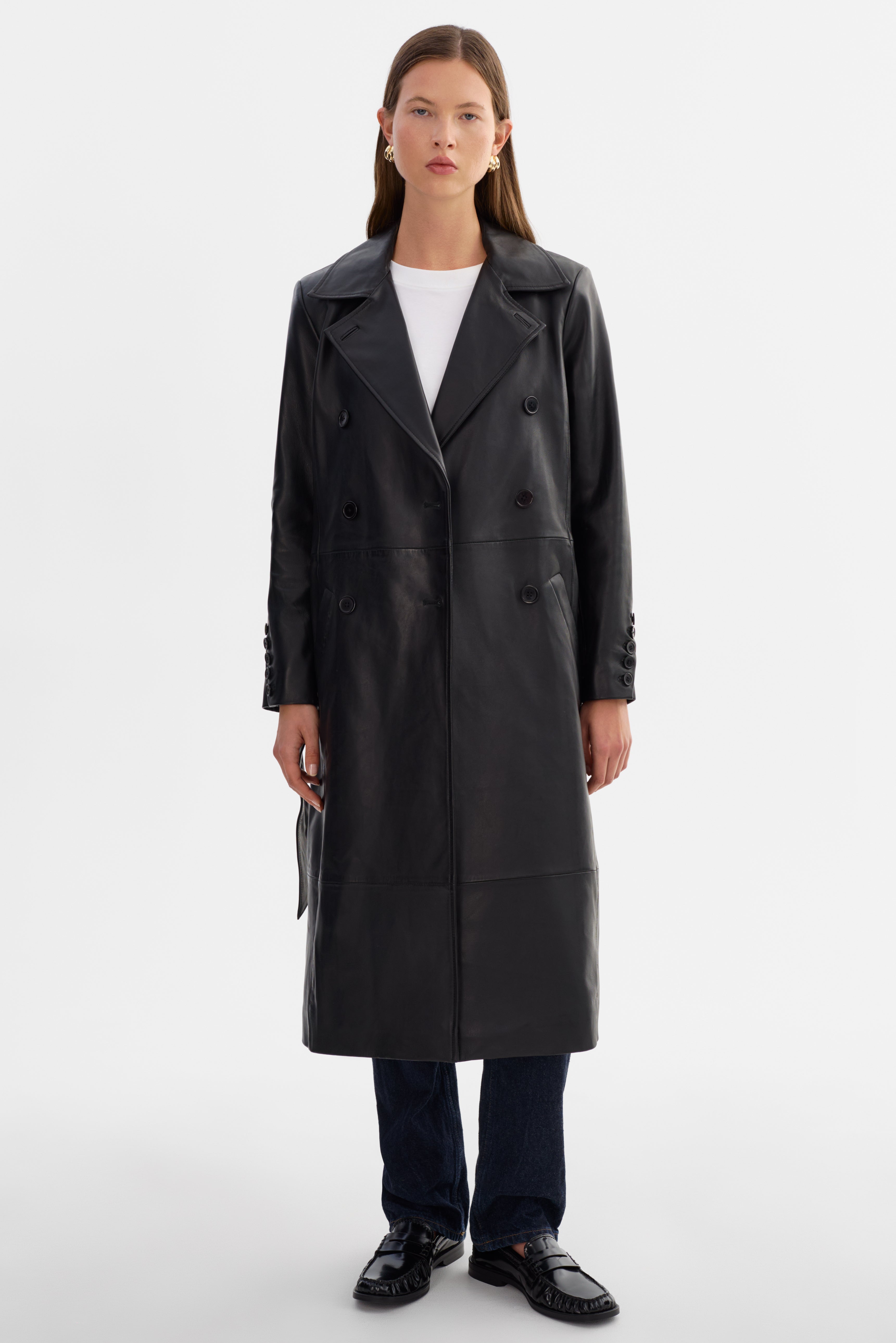 ERMA | Trench en cuir noir