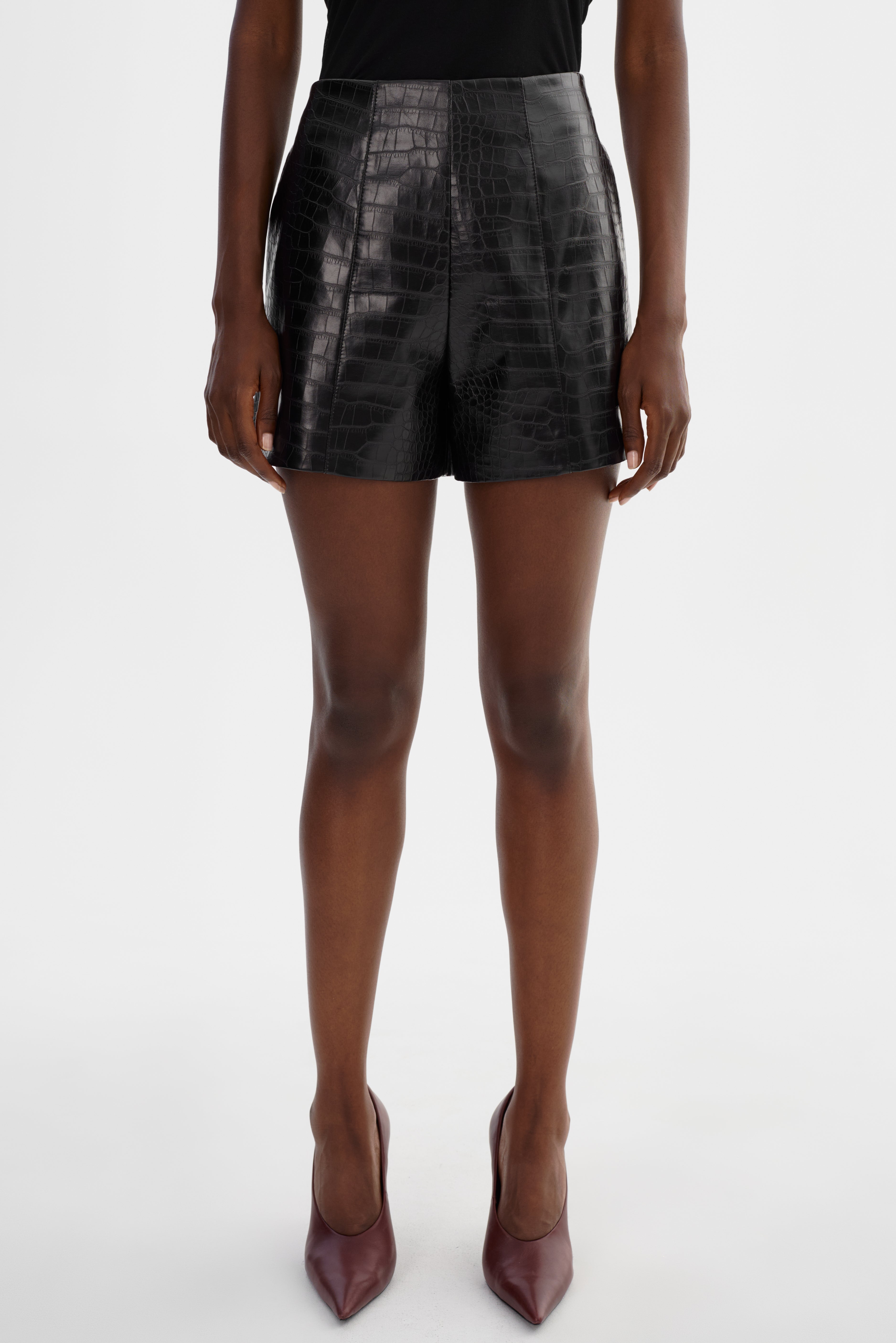 ESTHER | Faux Leather Croco Shorts