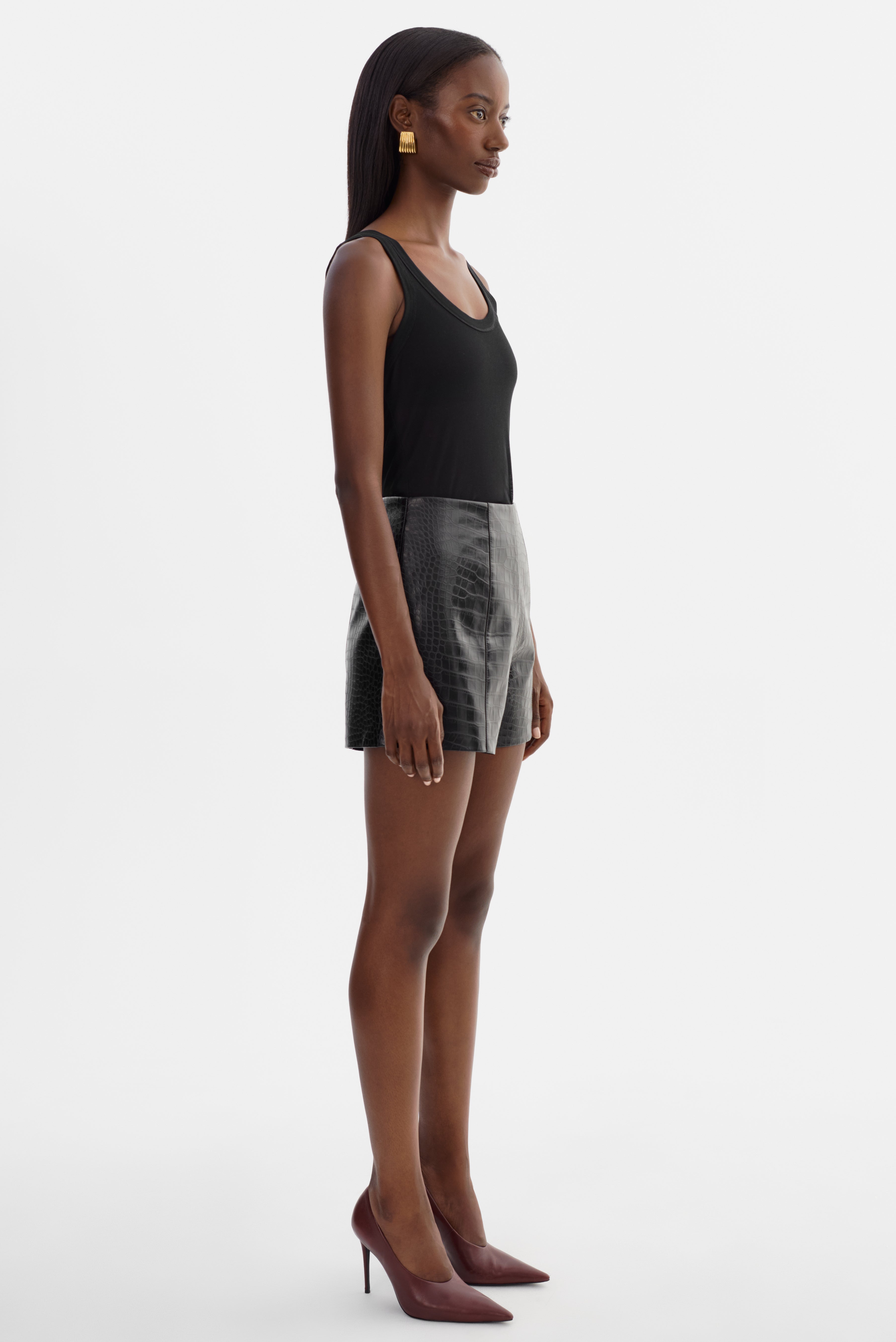 ESTHER | Faux Leather Croco Shorts