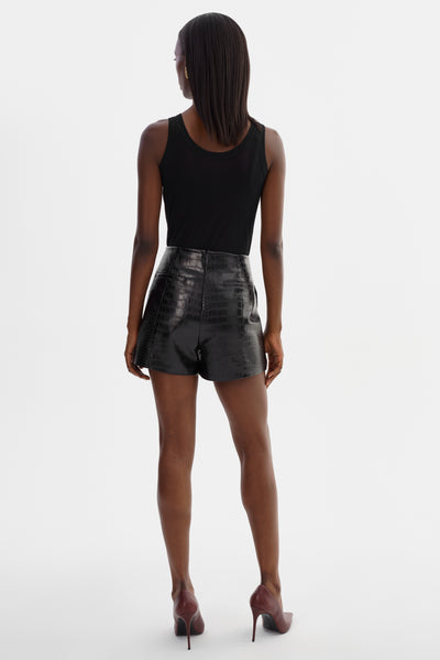 ESTHER | Faux Leather Croco Shorts