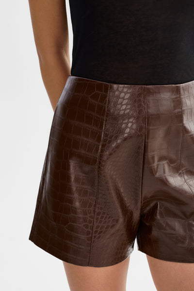 ESTHER | Faux Leather Croco Shorts