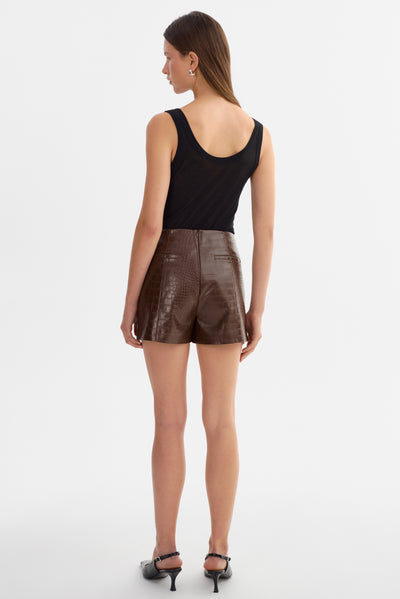 ESTHER | Faux Leather Croco Shorts