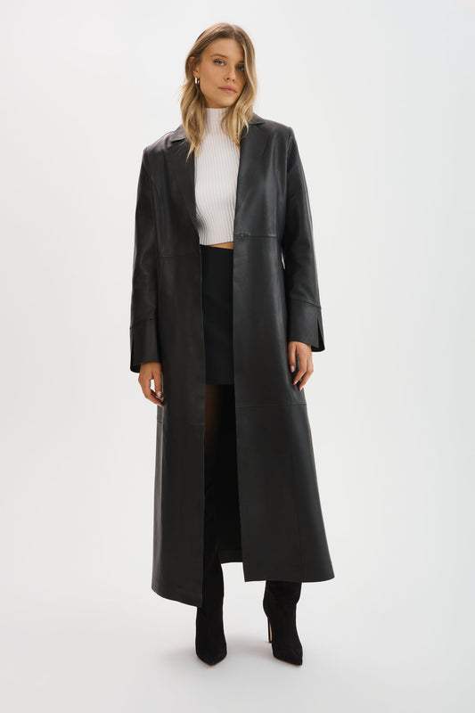 EVANNA | Leather Maxi Coat