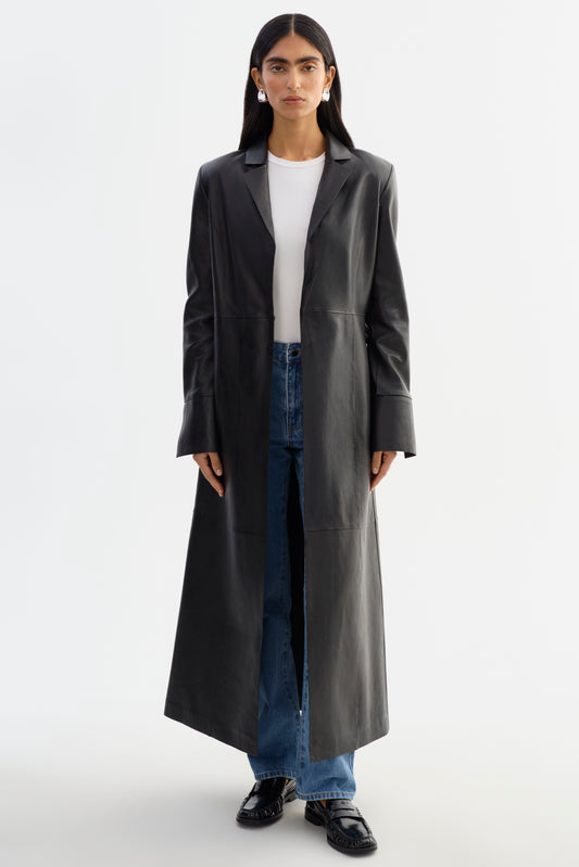 EVANNA | Leather Maxi Coat