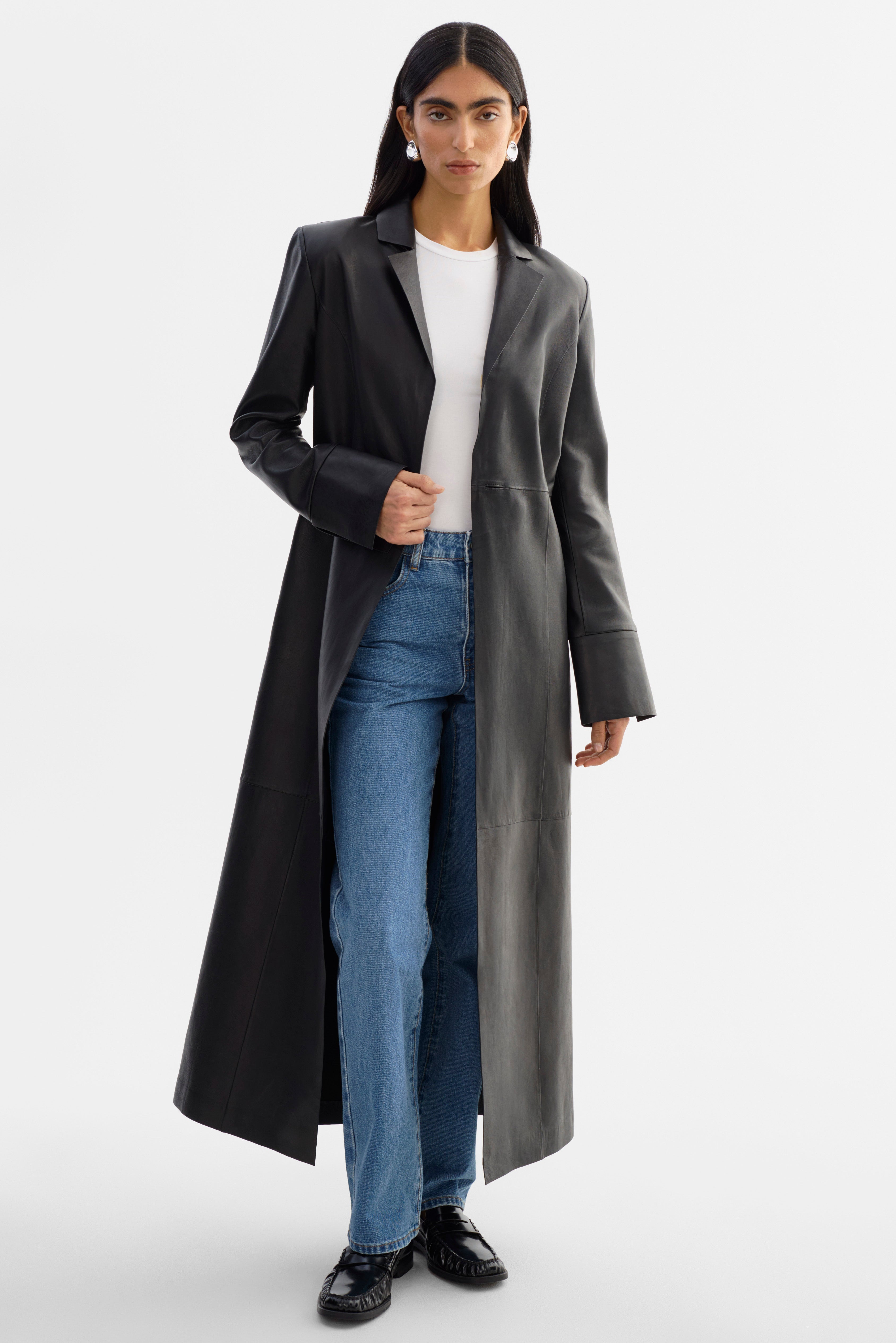 EVANNA | Manteau long en cuir