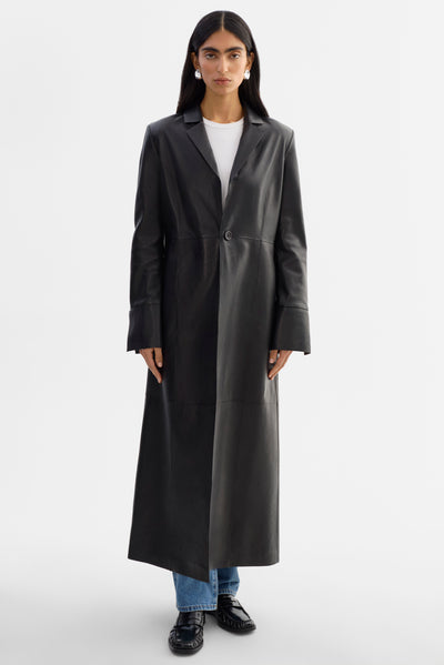 EVANNA | Leather Maxi Coat