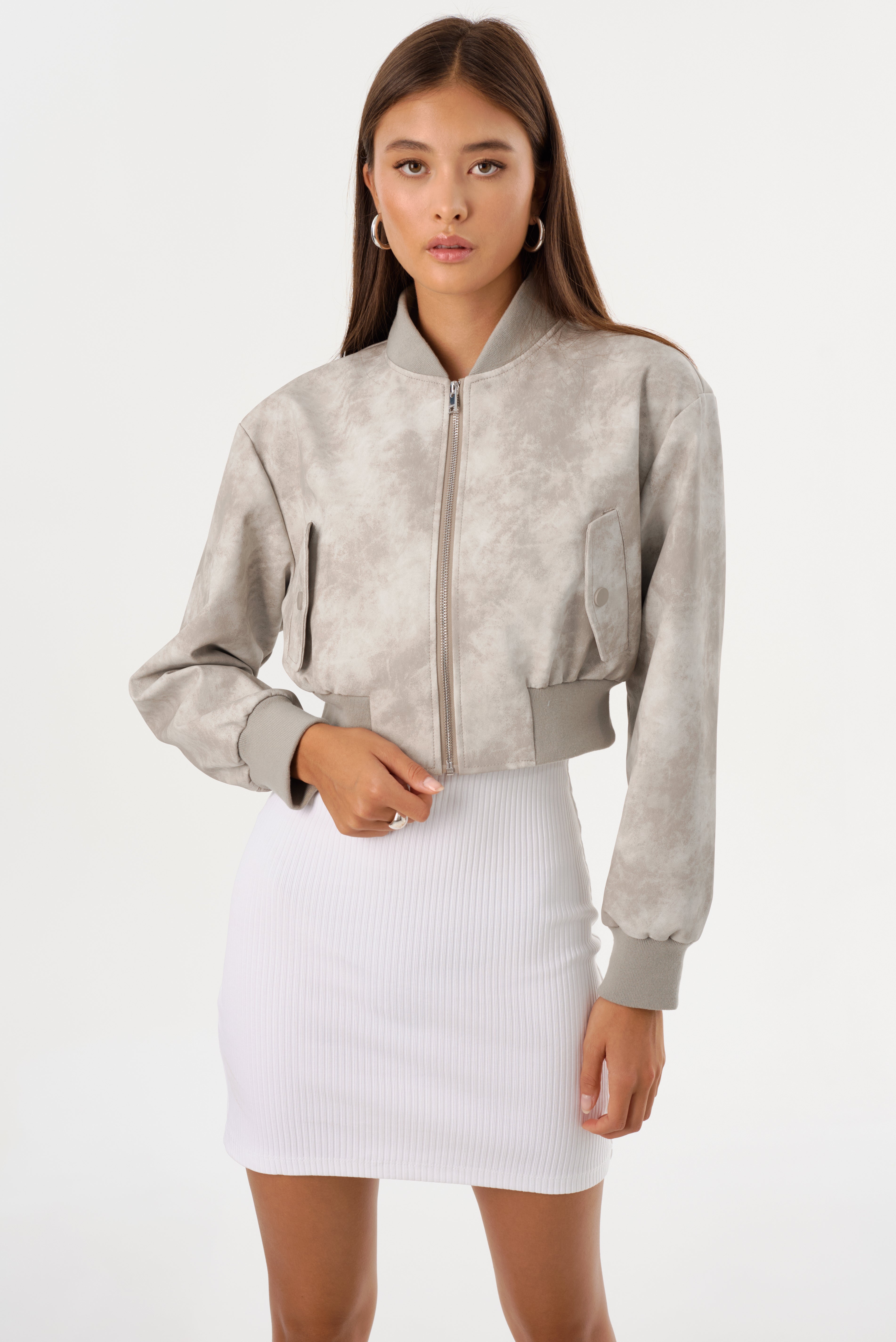 EVELIN D | Bomber court en similicuir