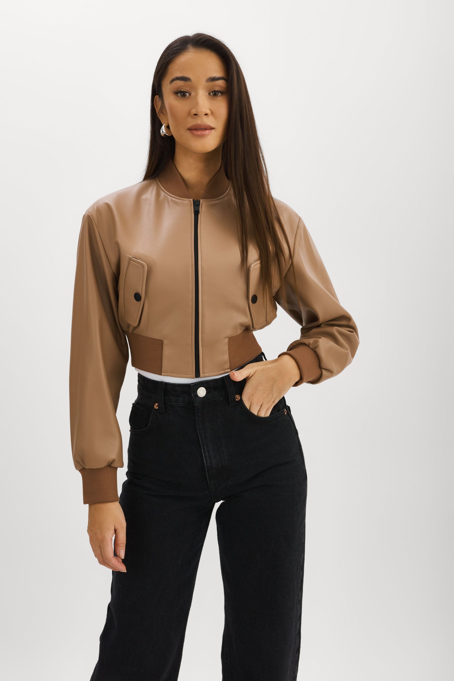 EVELIN | Bomber court en similicuir