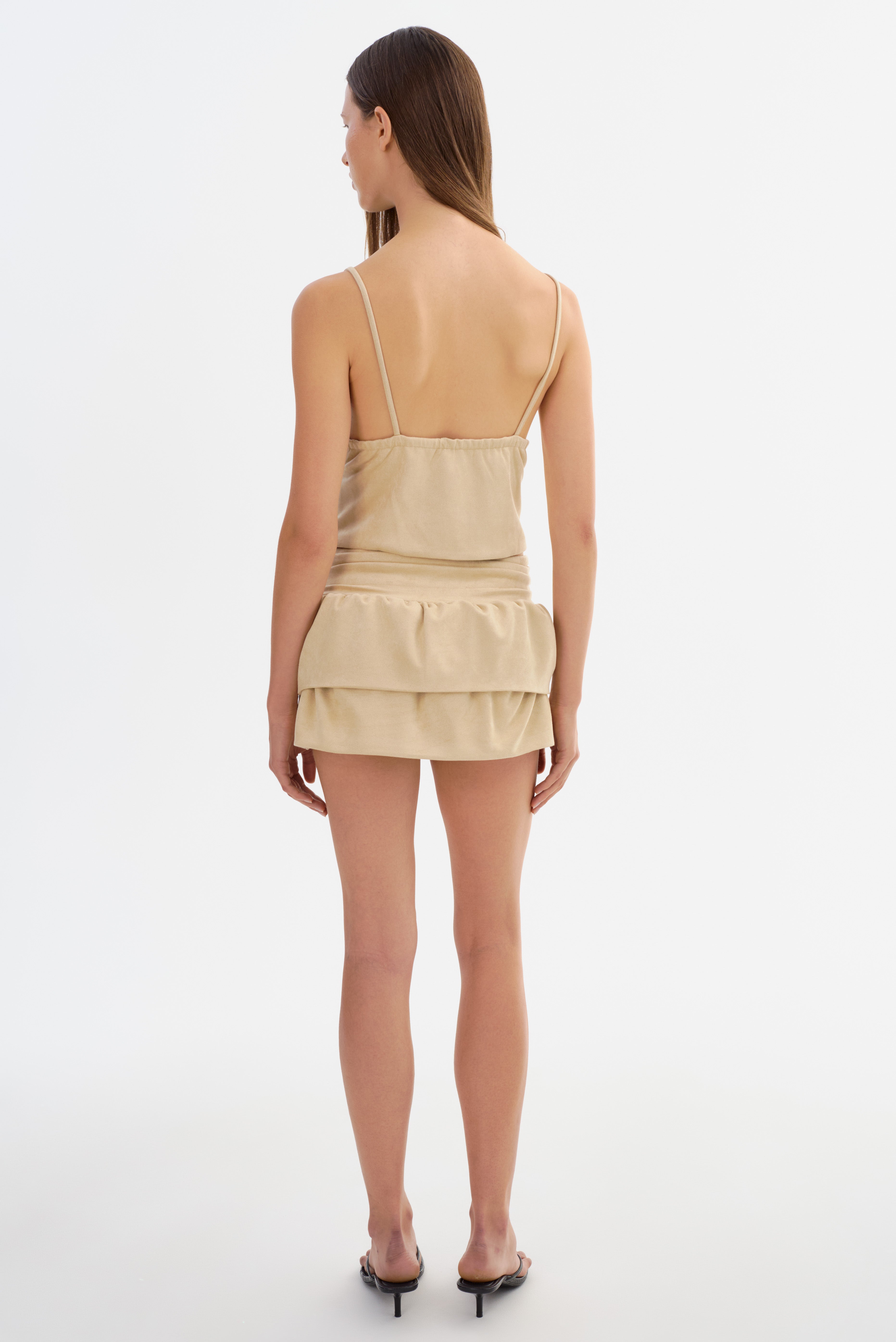 LAURA | Faux Suede Double Ruffles Skirt