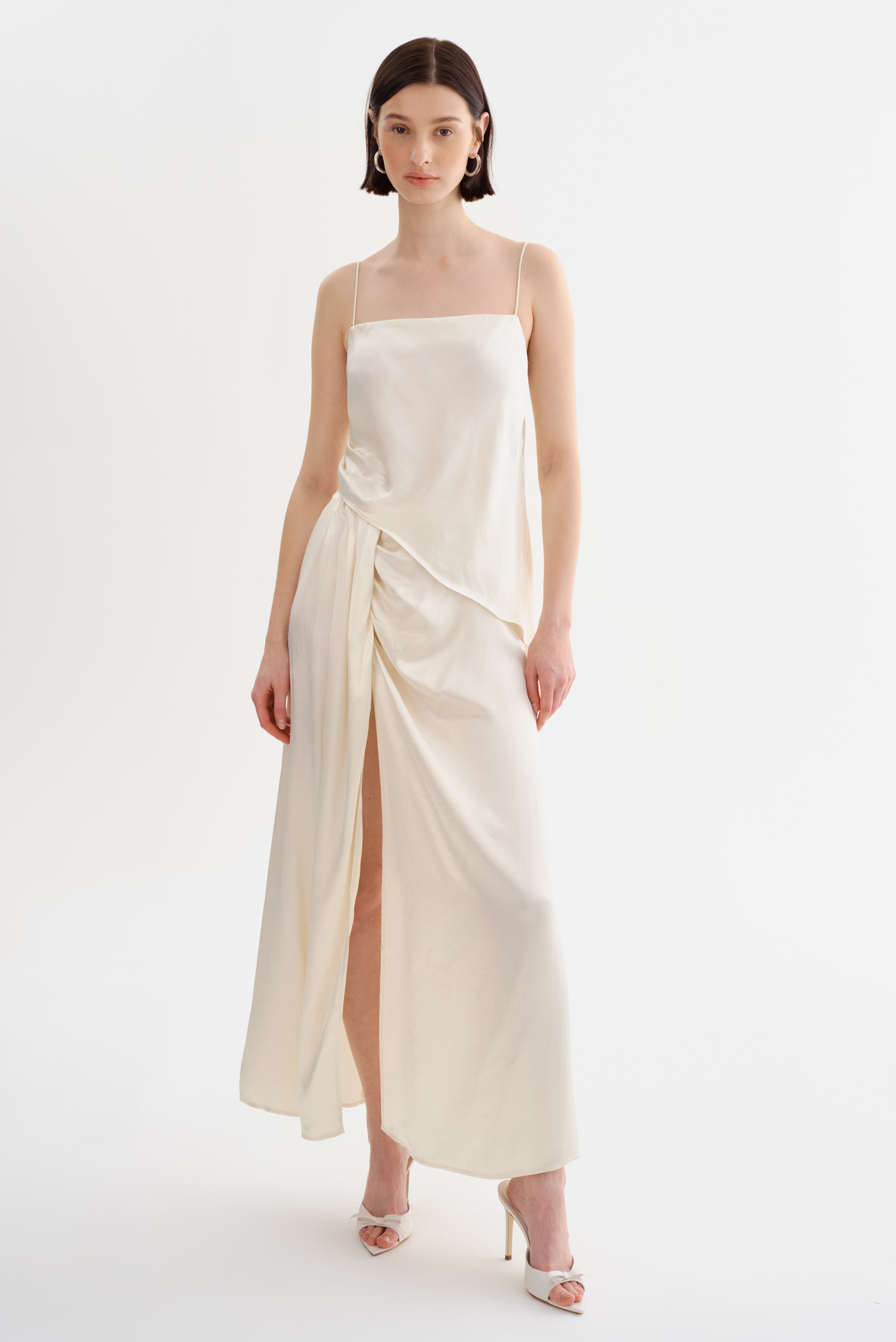 FELIPA | Jupe longue drapée en satin