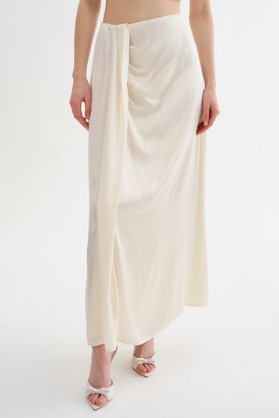 FELIPA | Satin Draped Maxi Skirt