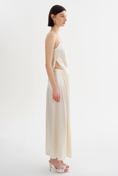 FELIPA | Satin Draped Maxi Skirt