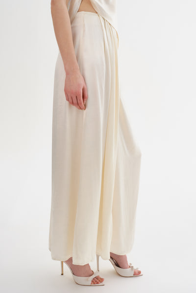 FELIPA | Satin Draped Maxi Skirt