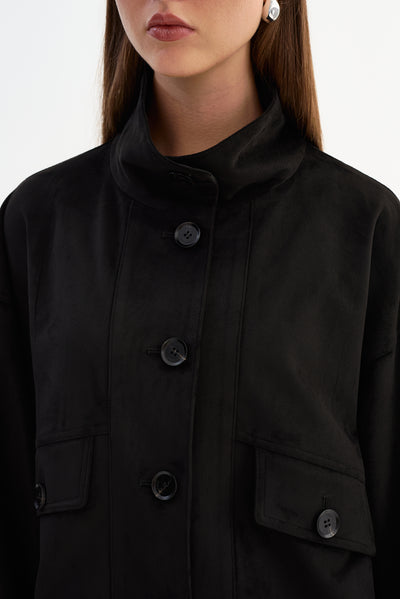 FIDELINA | Faux Suede Bomber Jacket