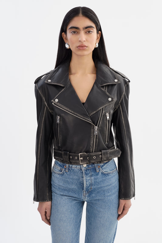 FORD Veste moto en cuir d'inspiration vintage