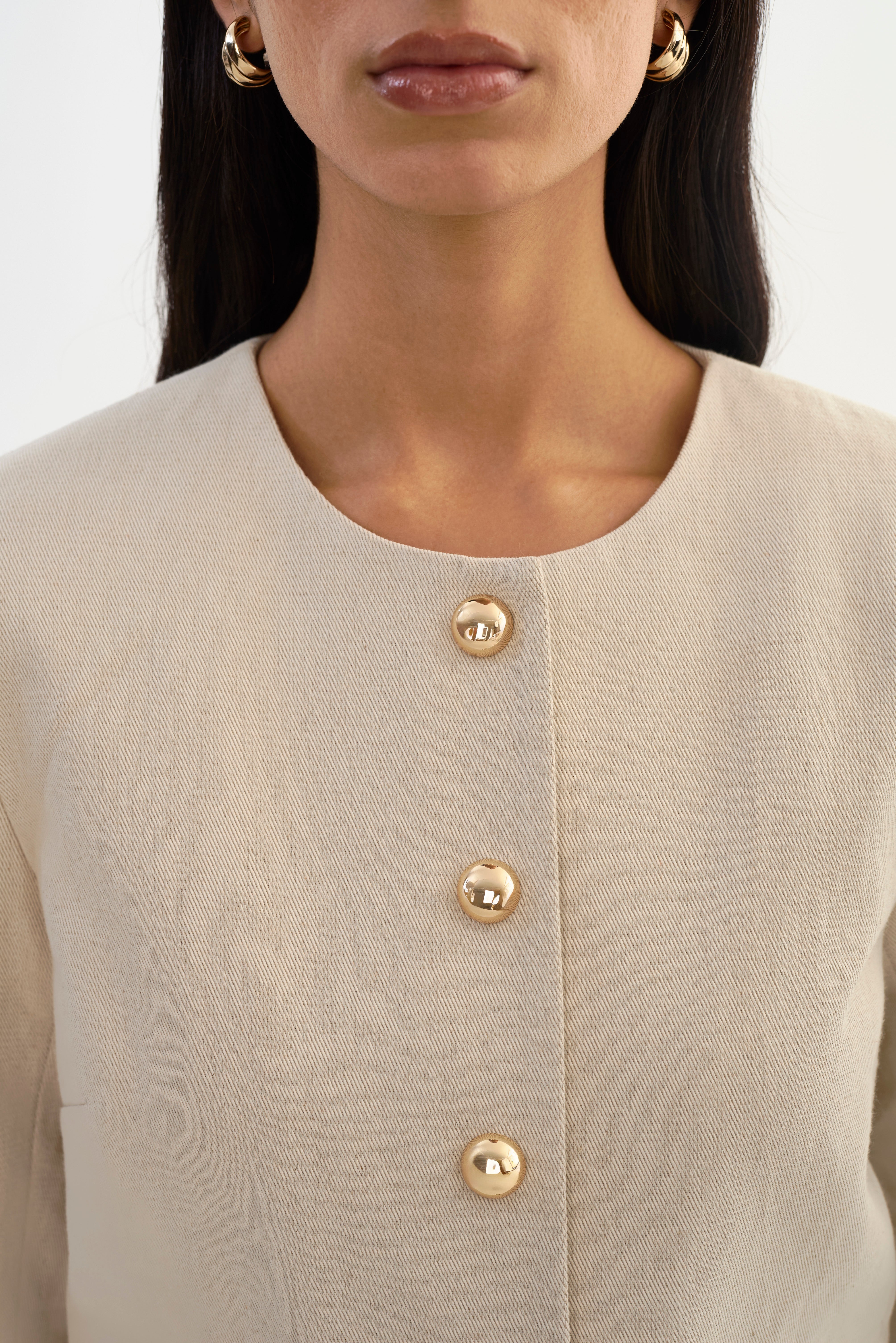 FRANCINA | Veste sans col en sergé de lin