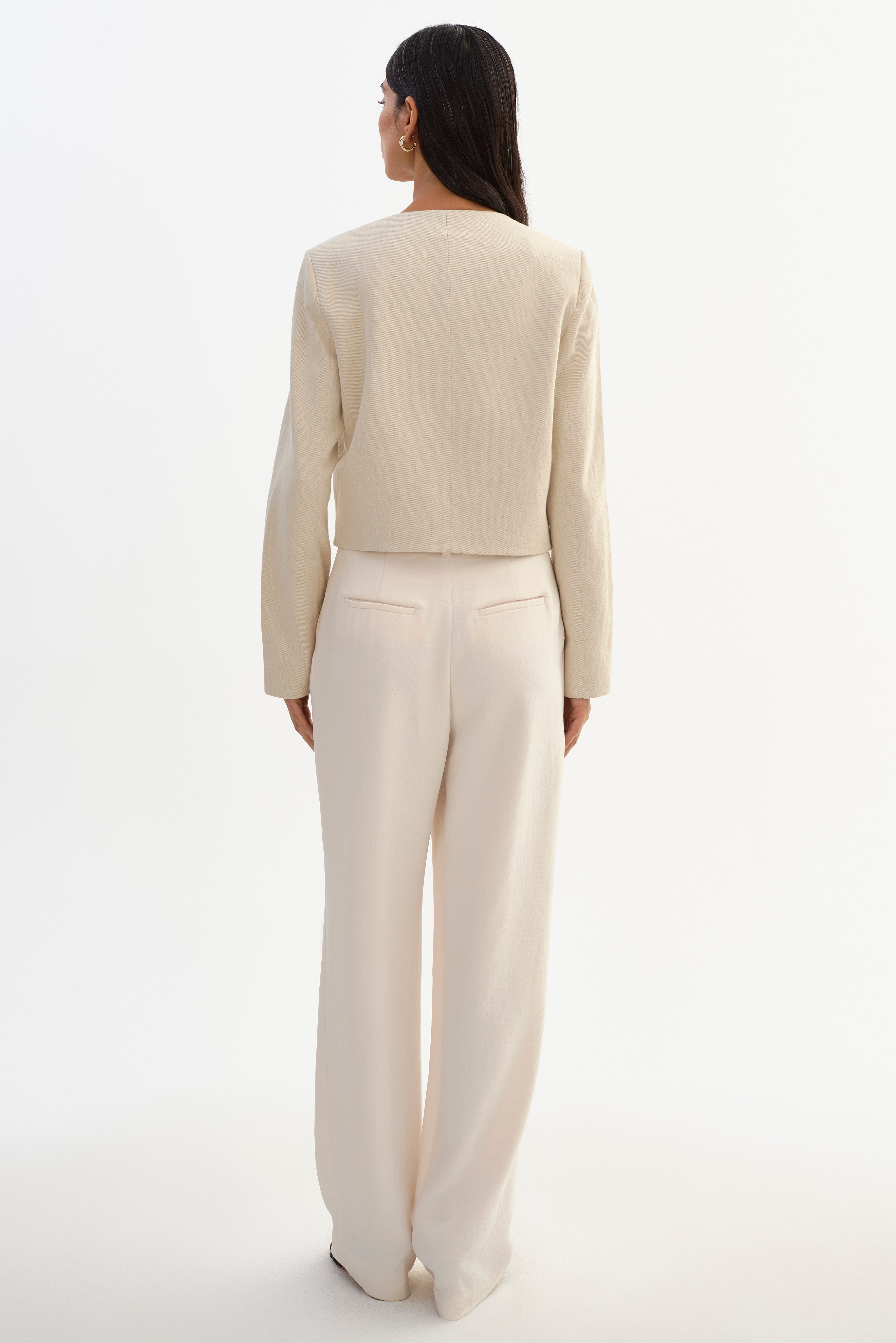 FRANCINA | Veste sans col en sergé de lin