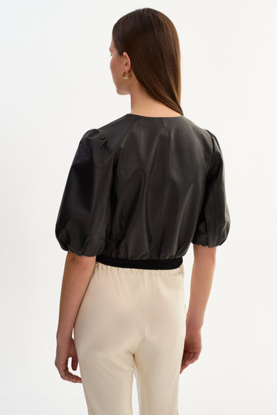 FRANKA | Balloon Sleeve Leather Blouse