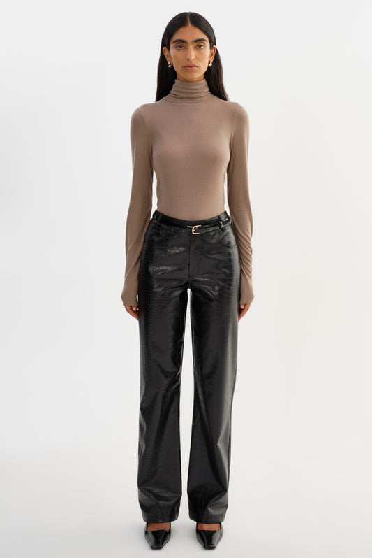FREJA | Faux Leather Croco Pants