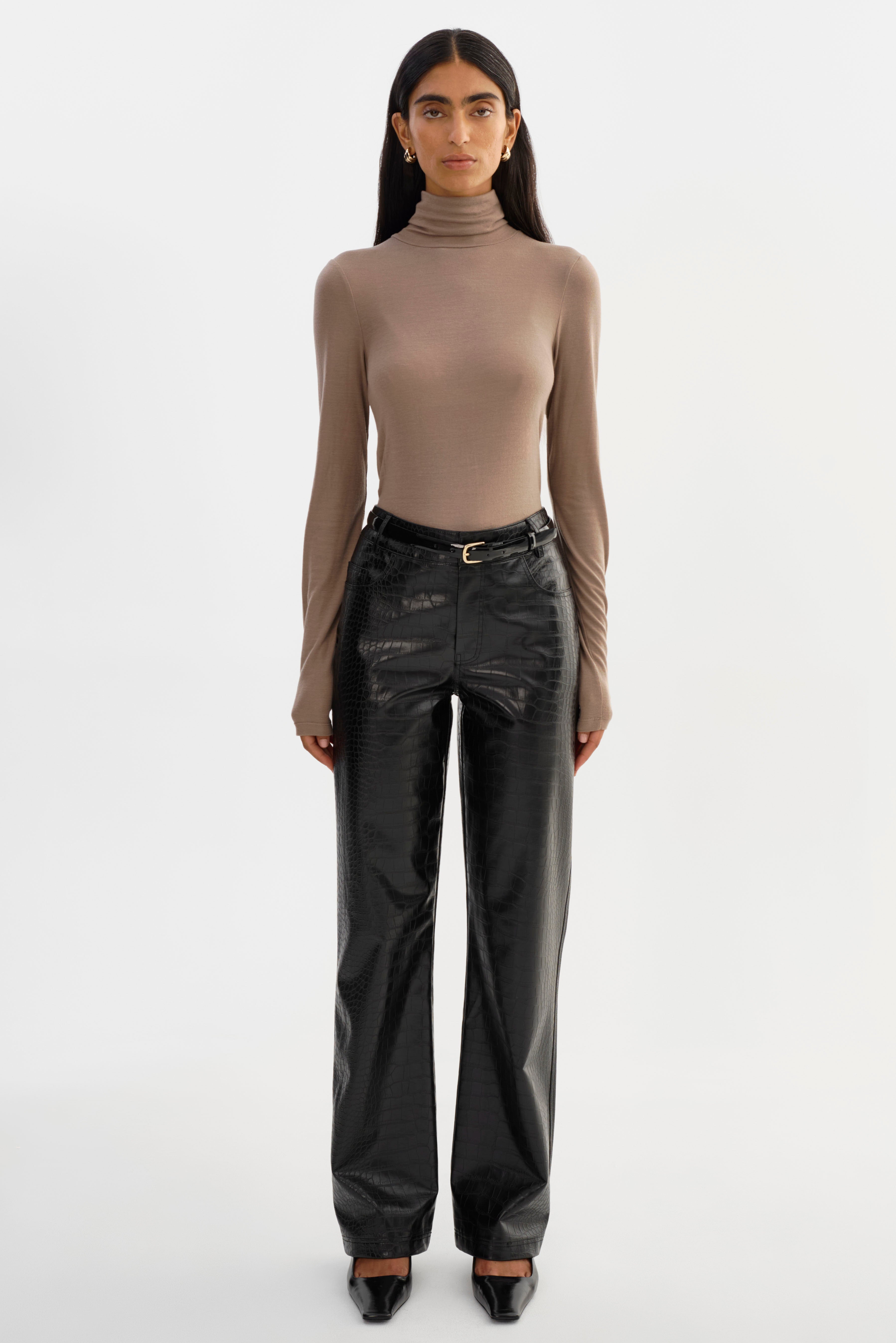 FREJA | Faux Leather Croco Pants