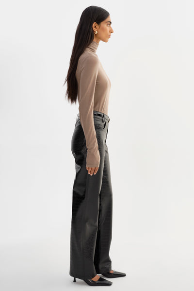 FREJA | Faux Leather Croco Pants