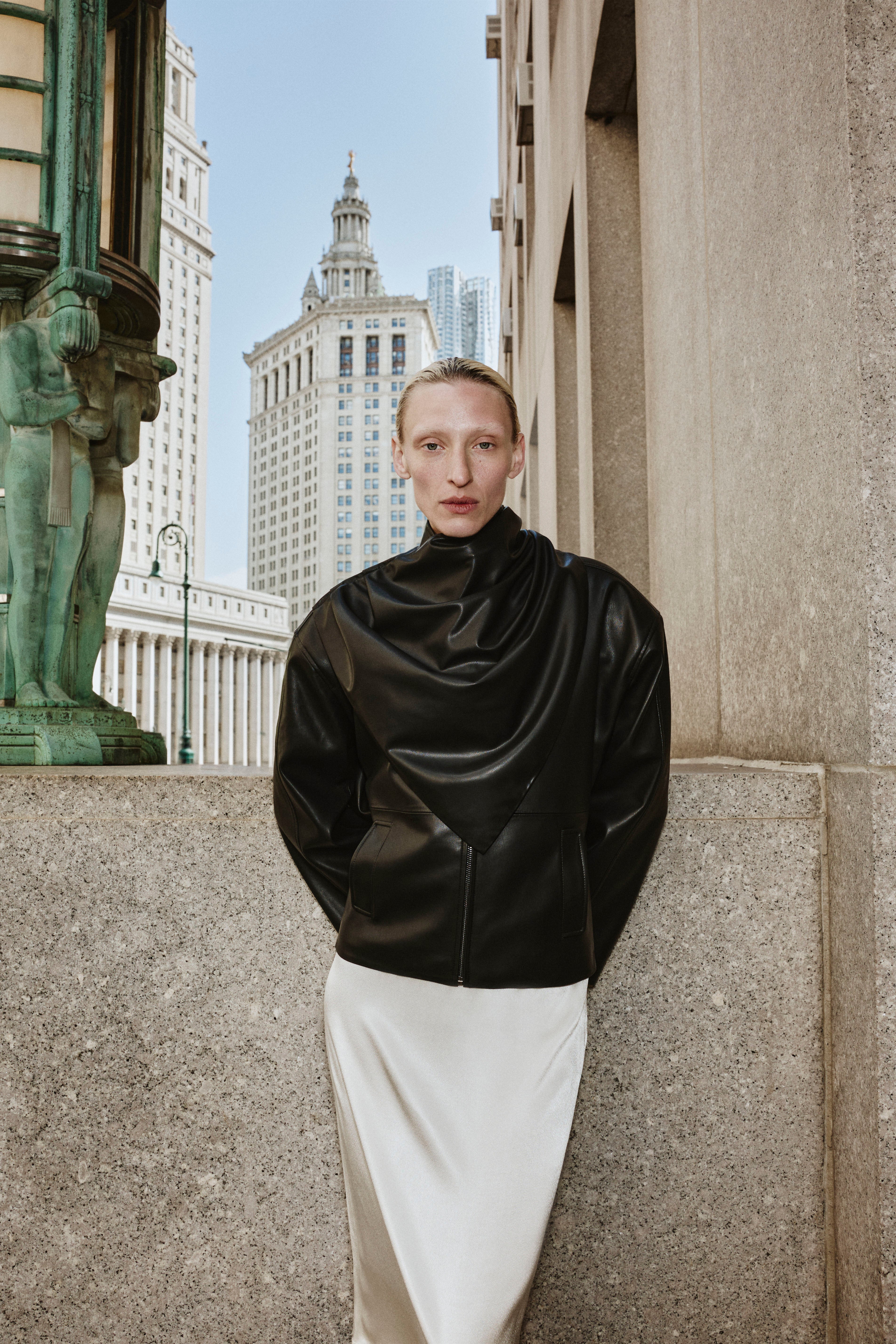 HARLOW | Faux Leather Scarf Jacket
