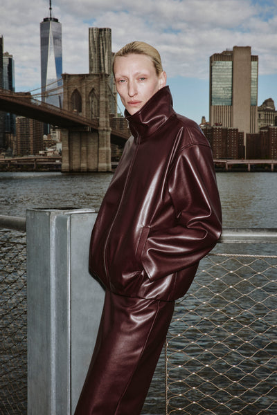 DENITA | Faux Leather Oversized Bomber Jacket