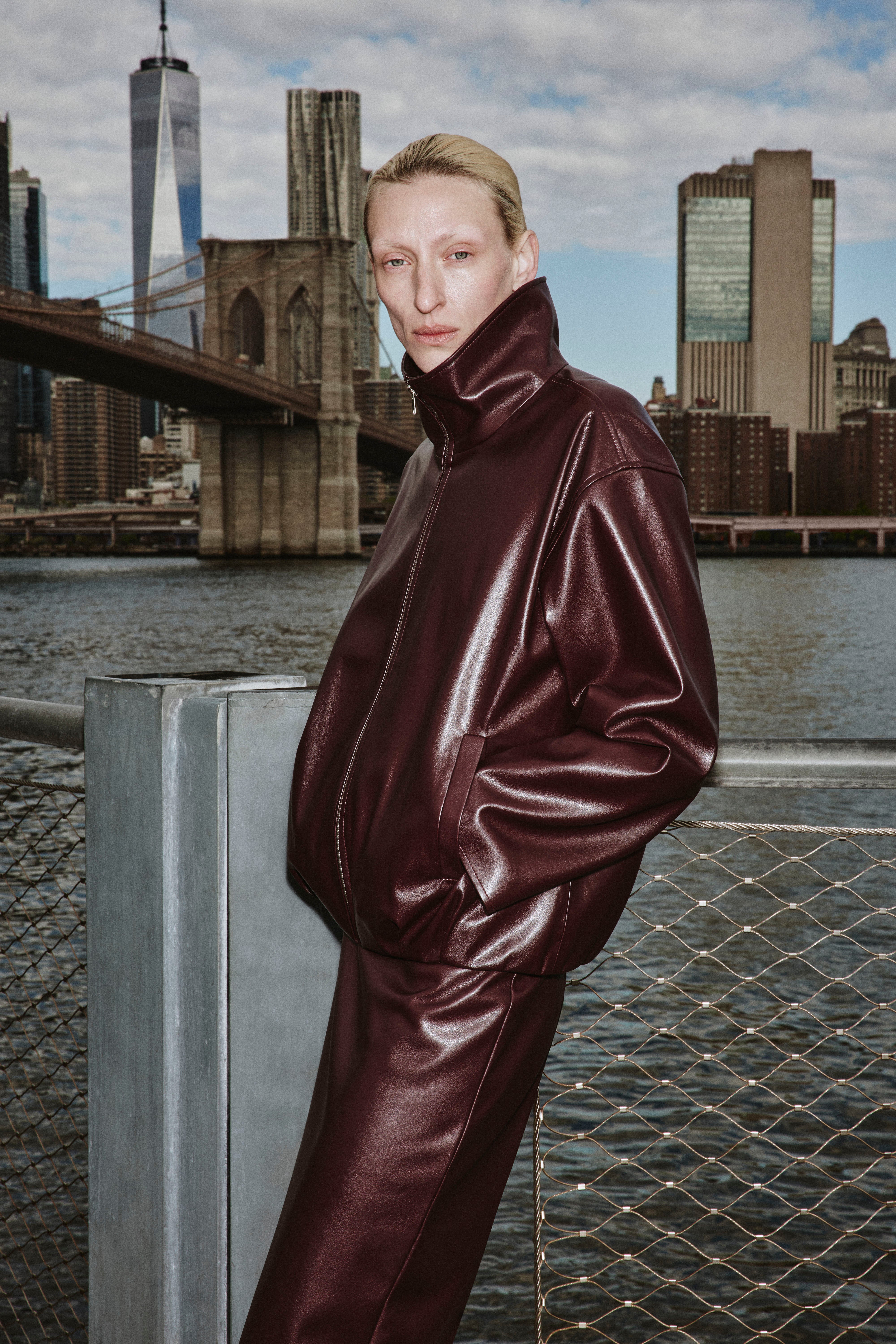 DENITA | Faux Leather Oversized Bomber Jacket