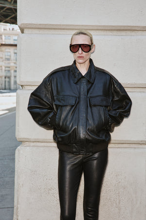 TREVANNA | Leather Bomber Jacket