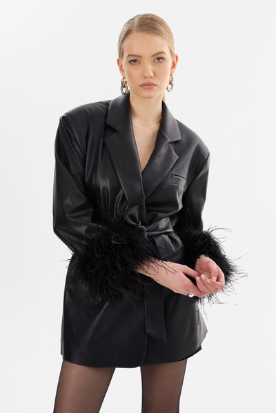 GALIA | Feather Trim Blazer
