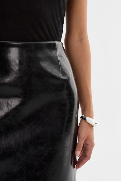 GEORGIA | Faux Patent Leather Pencil Skirt