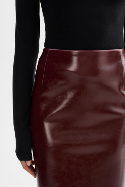 GEORGIA | Faux Patent Leather Pencil Skirt