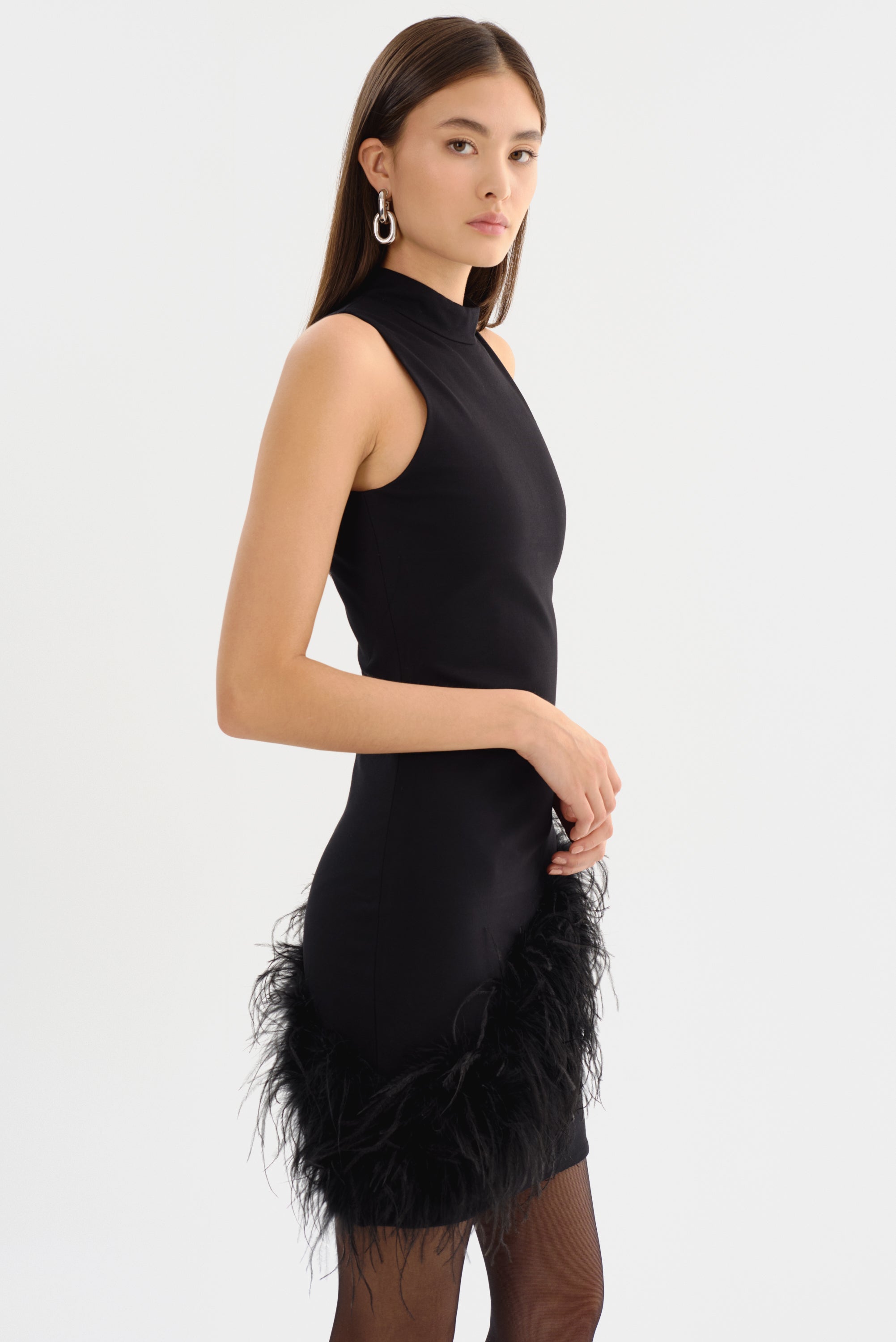 mock neck black dress Georgina