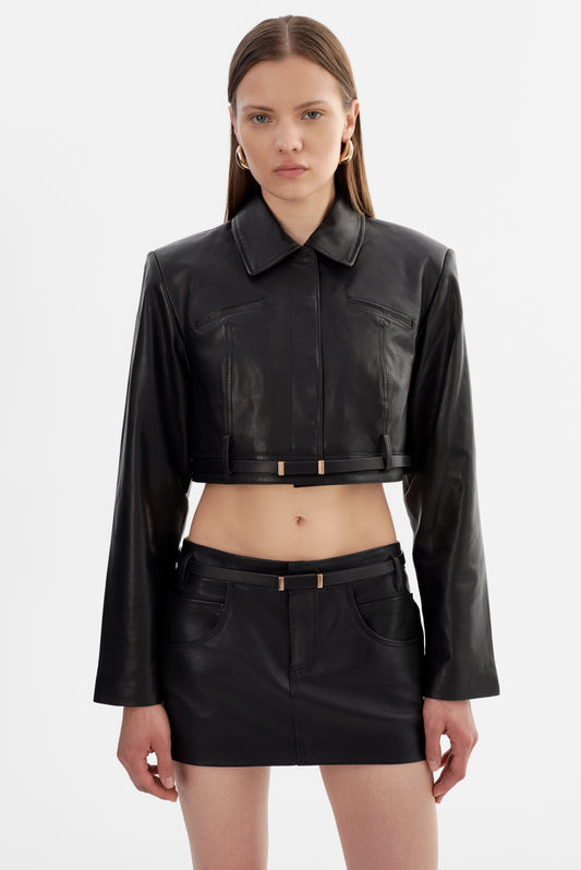 GIA | Cropped Leather Jacket