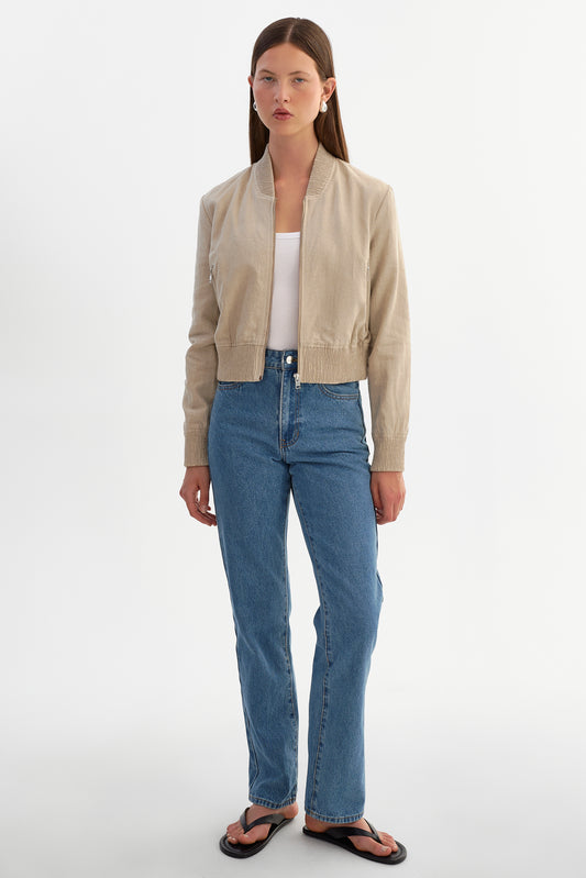 GREER | Linen Bomber Jacket