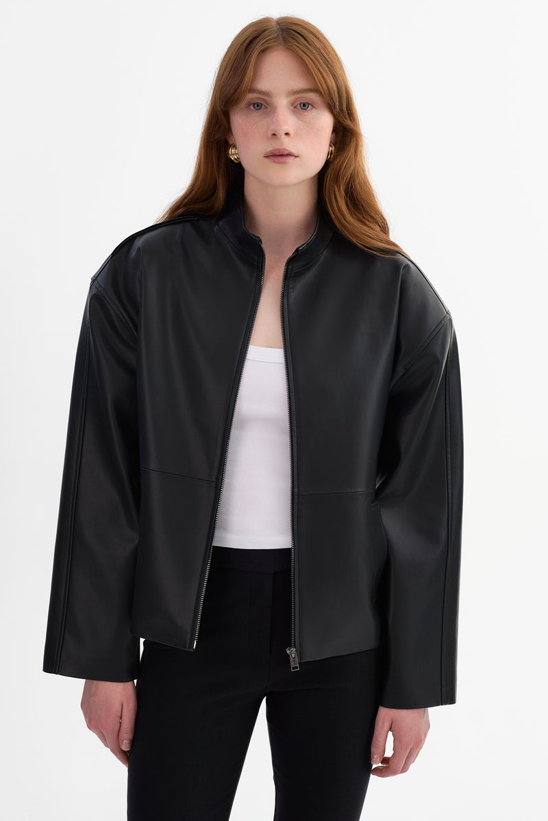Harlow Faux Leather Scarf Jacket