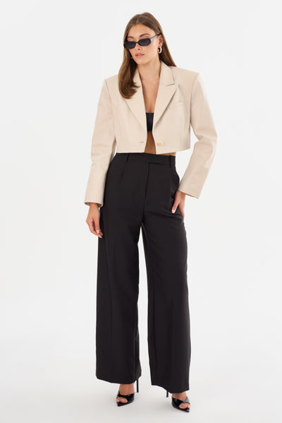 HARMINA | Cropped Leather Blazer