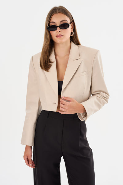 HARMINA | Cropped Leather Blazer