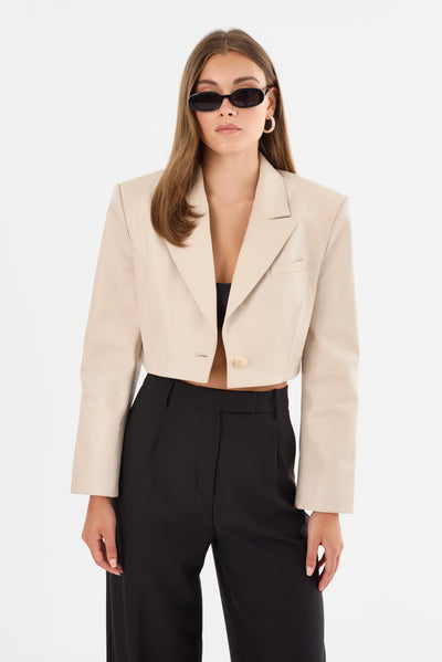 HARMINA | Cropped Leather Blazer