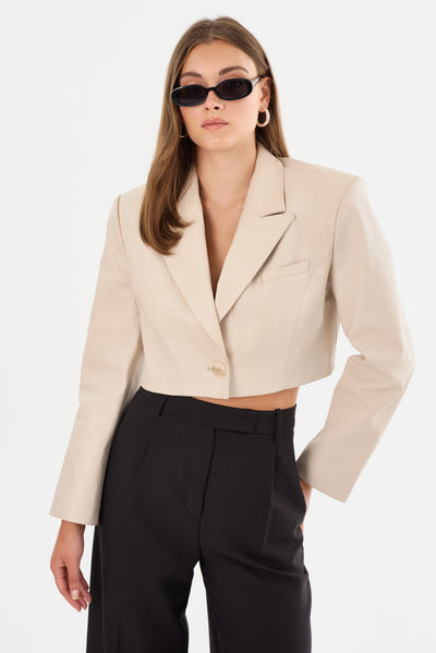 HARMINA | Cropped Leather Blazer